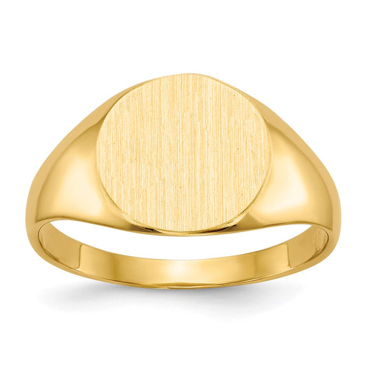 Gold Polished Circle Closed Back Signet Ring — 9.5x10 mm