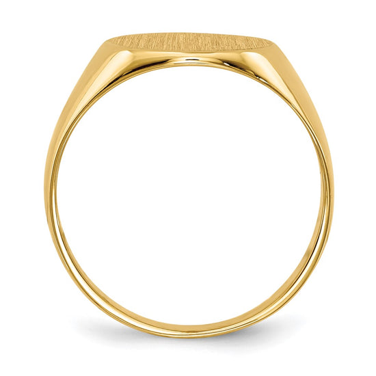 Gold Polished Circle Closed Back Signet Ring — 10.5x11 mm