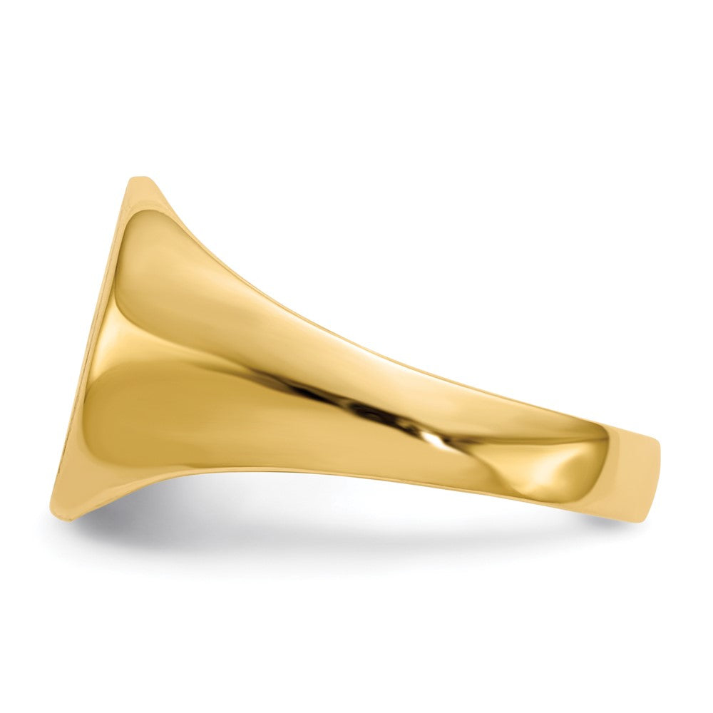 Gold Polished Circle Closed Back Signet Ring — 10.5x11 mm