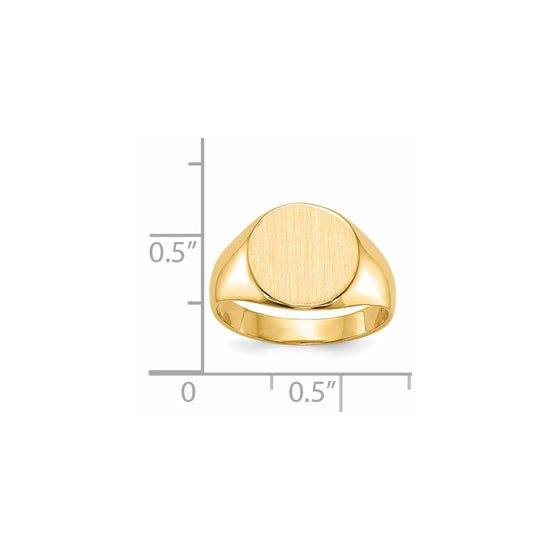 Gold Polished Circle Closed Back Signet Ring — 10.5x11 mm