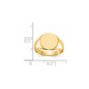 Gold Polished Circle Closed Back Signet Ring — 10.5x11 mm