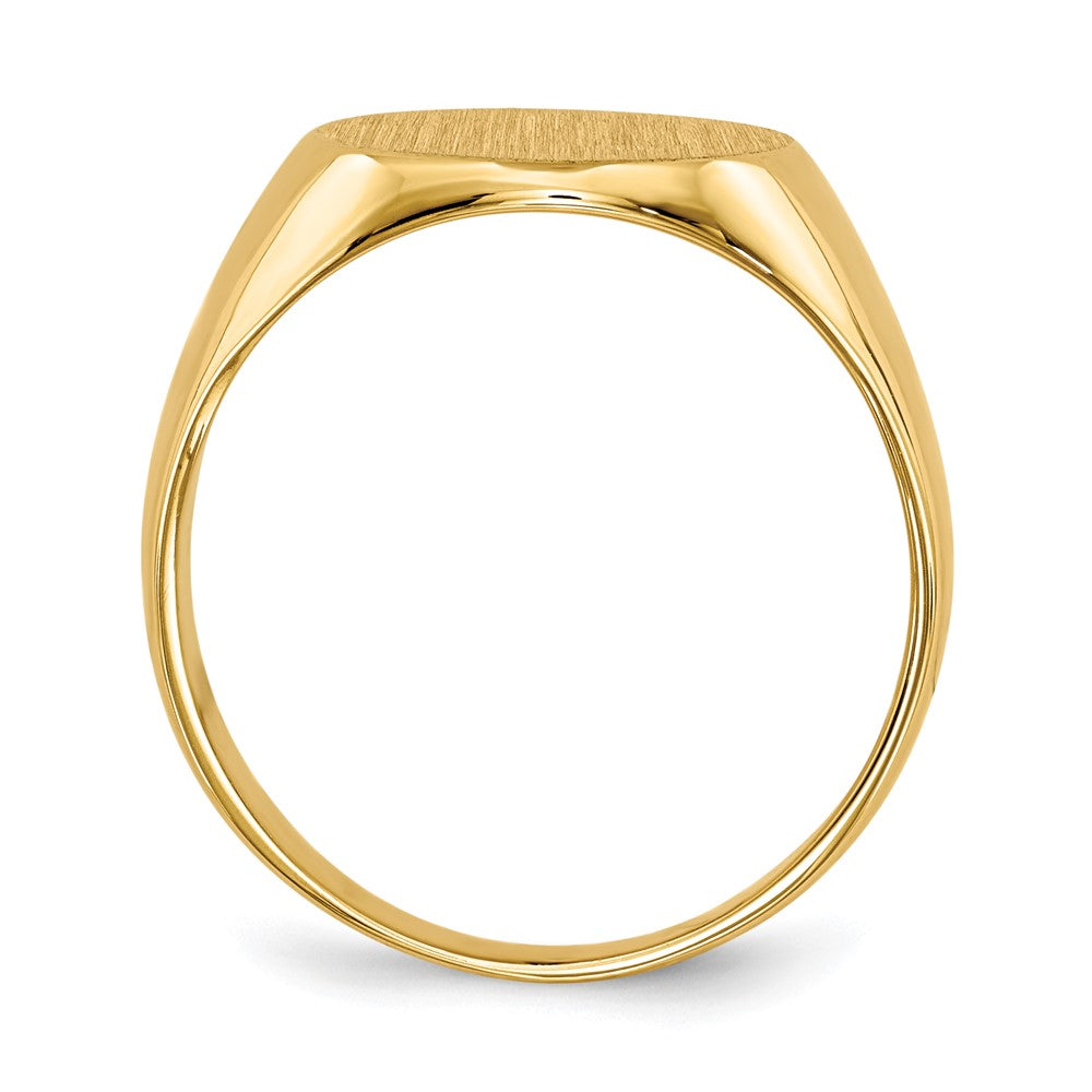 Gold Polished Circle Closed Back Signet Ring — 11.5x12 mm