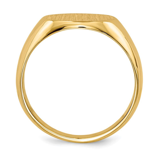 Gold Polished Circle Closed Back Signet Ring — 12.5x13.5 mm