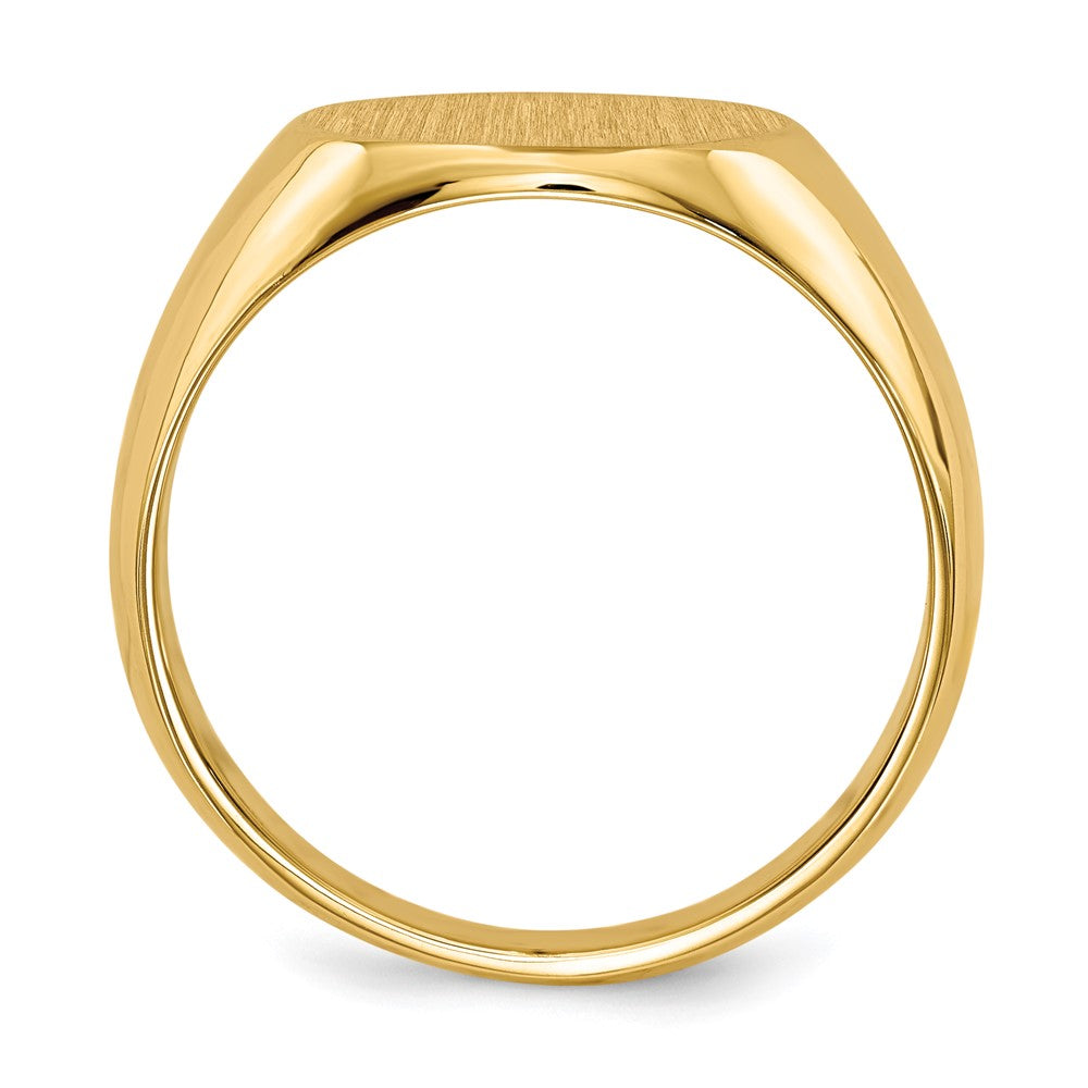 Gold Polished Circle Closed Back Signet Ring — 12.5x13.5 mm