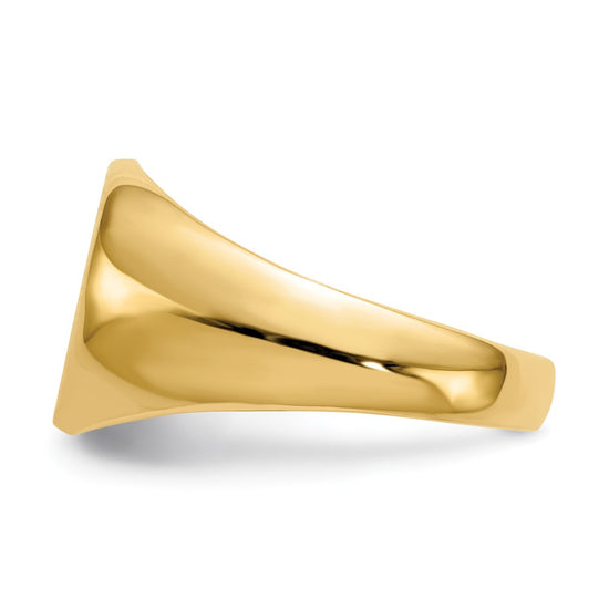 Gold Polished Circle Closed Back Signet Ring — 12.5x13.5 mm