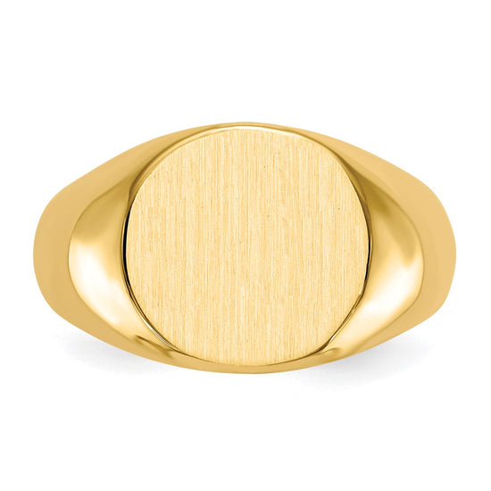 Gold Polished Circle Closed Back Signet Ring — 12.5x13.5 mm