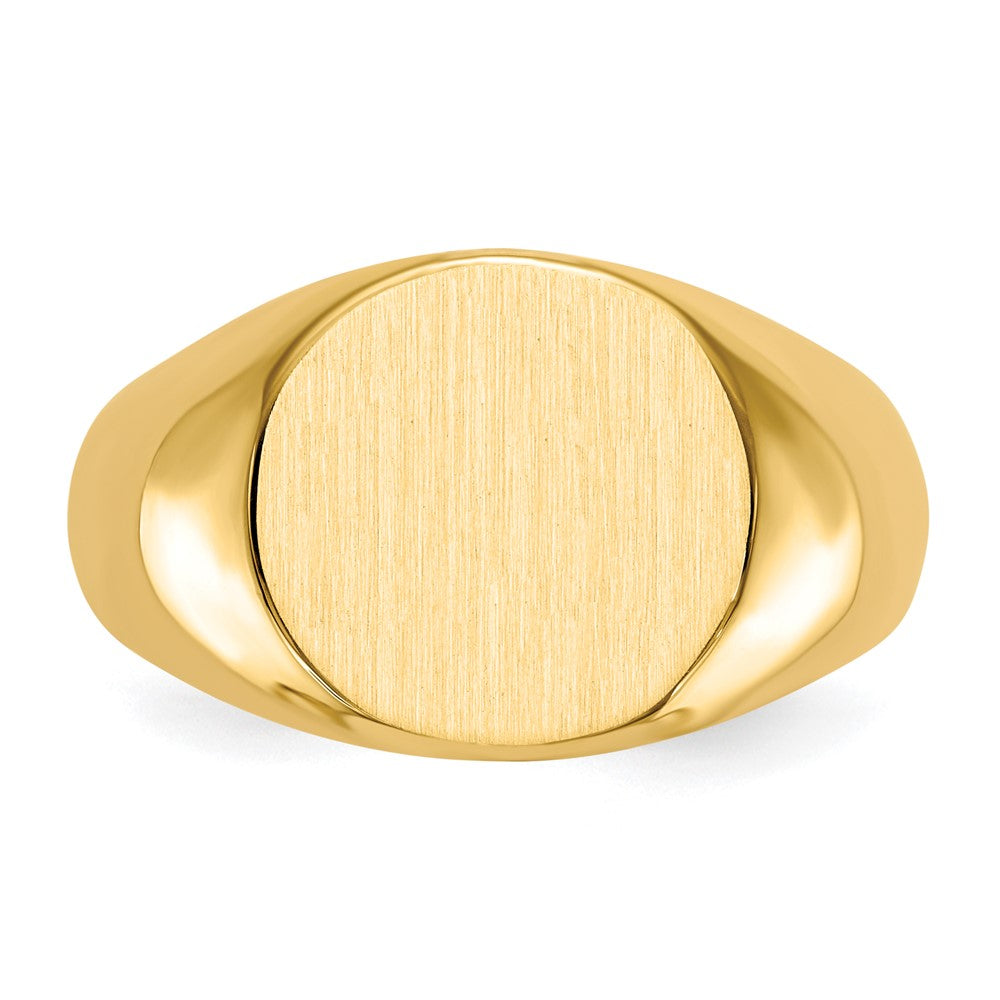 Gold Polished Circle Closed Back Signet Ring — 12.5x13.5 mm