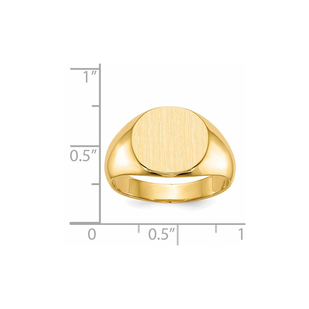 Gold Polished Circle Closed Back Signet Ring — 12.5x13.5 mm