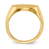Gold Polished Circle Closed Back Signet Ring — 15x15.5 mm