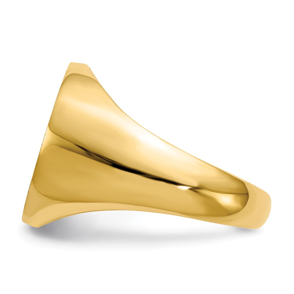 Gold Polished Circle Closed Back Signet Ring — 15x15.5 mm