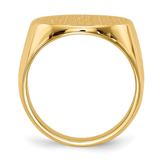 Gold Polished Circle Closed Back Signet Ring — 17x18 mm
