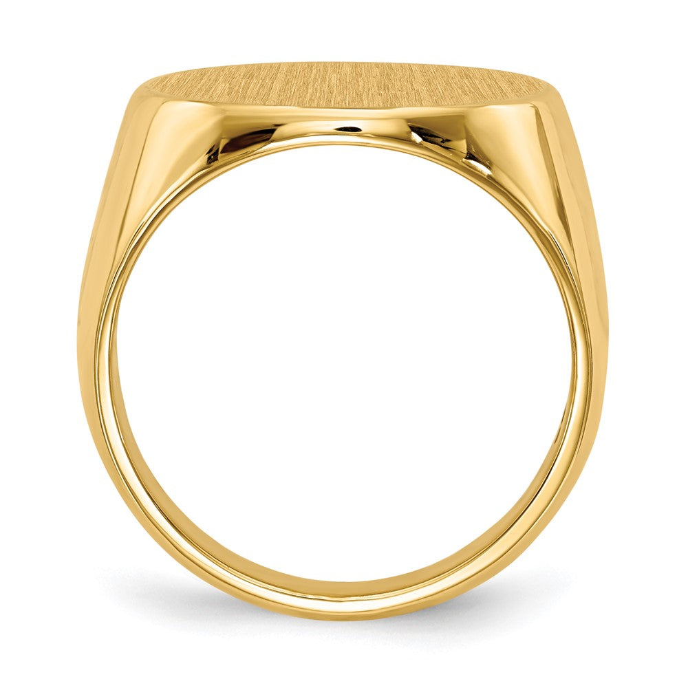Gold Polished Circle Closed Back Signet Ring — 17x18 mm