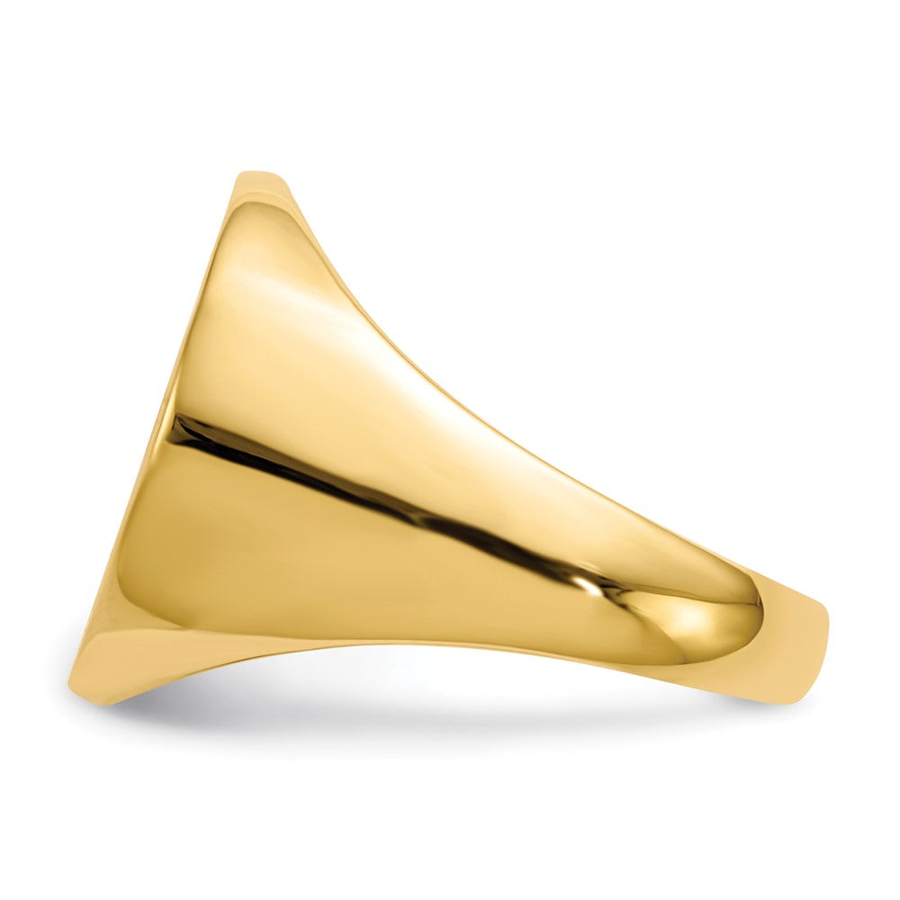 Gold Polished Circle Closed Back Signet Ring — 17x18 mm