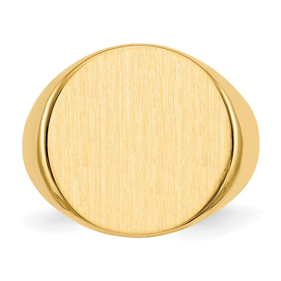 Gold Polished Circle Closed Back Signet Ring — 17x18 mm