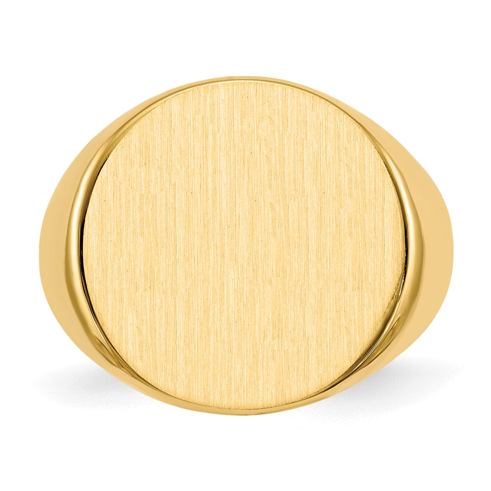 Gold Polished Circle Closed Back Signet Ring — 17x18 mm