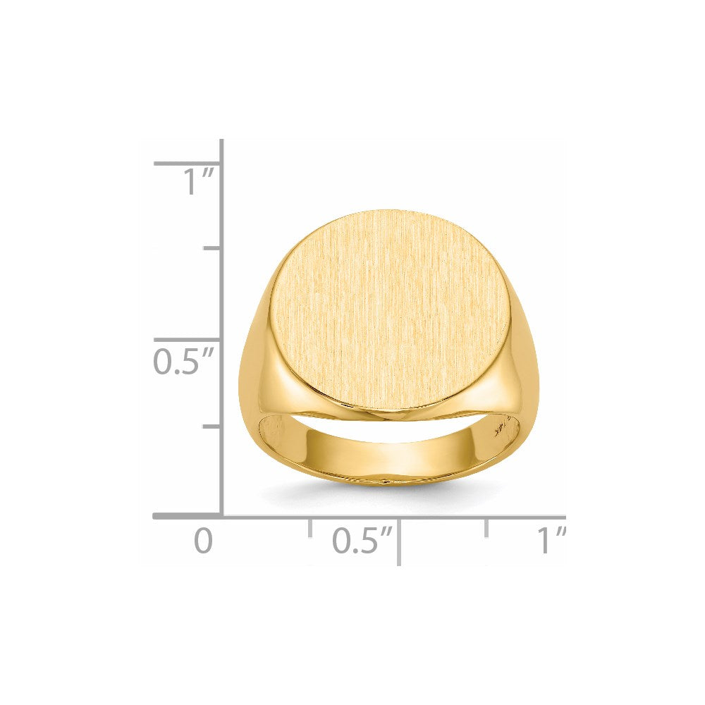 Gold Polished Circle Closed Back Signet Ring — 17x18 mm
