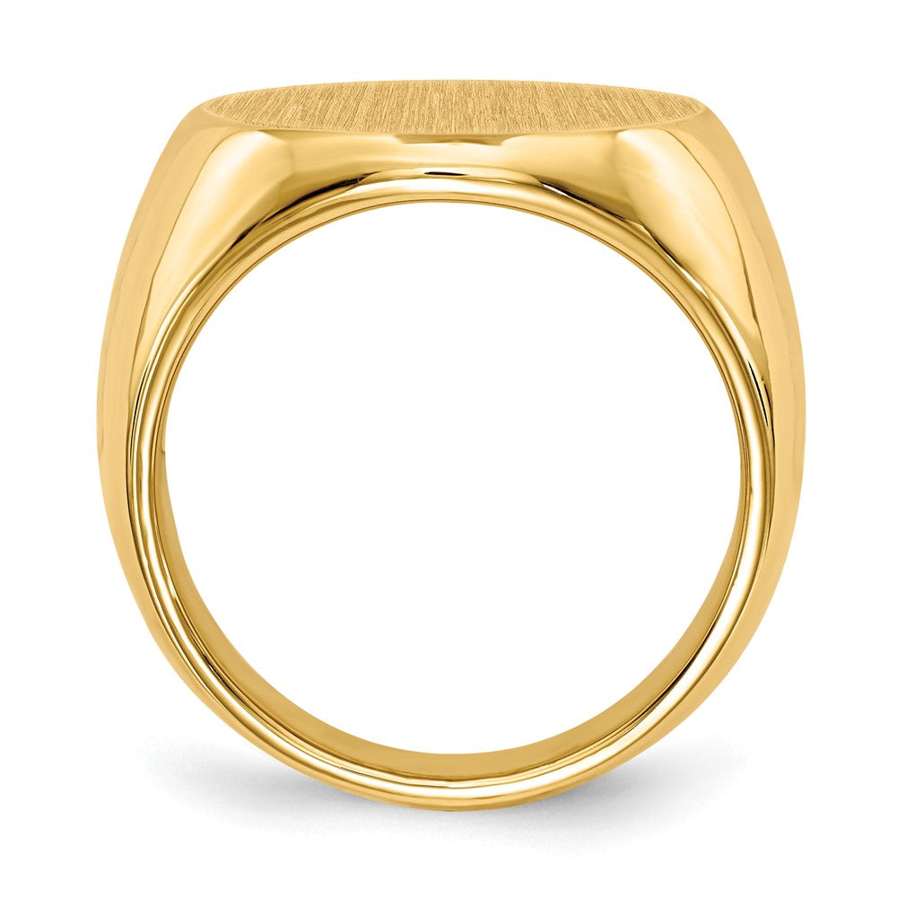 Gold Polished Circle Closed Back Signet Ring — 18x18.5 mm