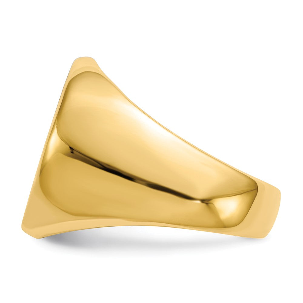 Gold Polished Circle Closed Back Signet Ring — 18x18.5 mm