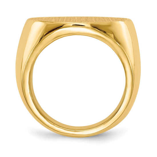 Gold Polished Circle Closed Back Signet Ring — 20.5x21 mm