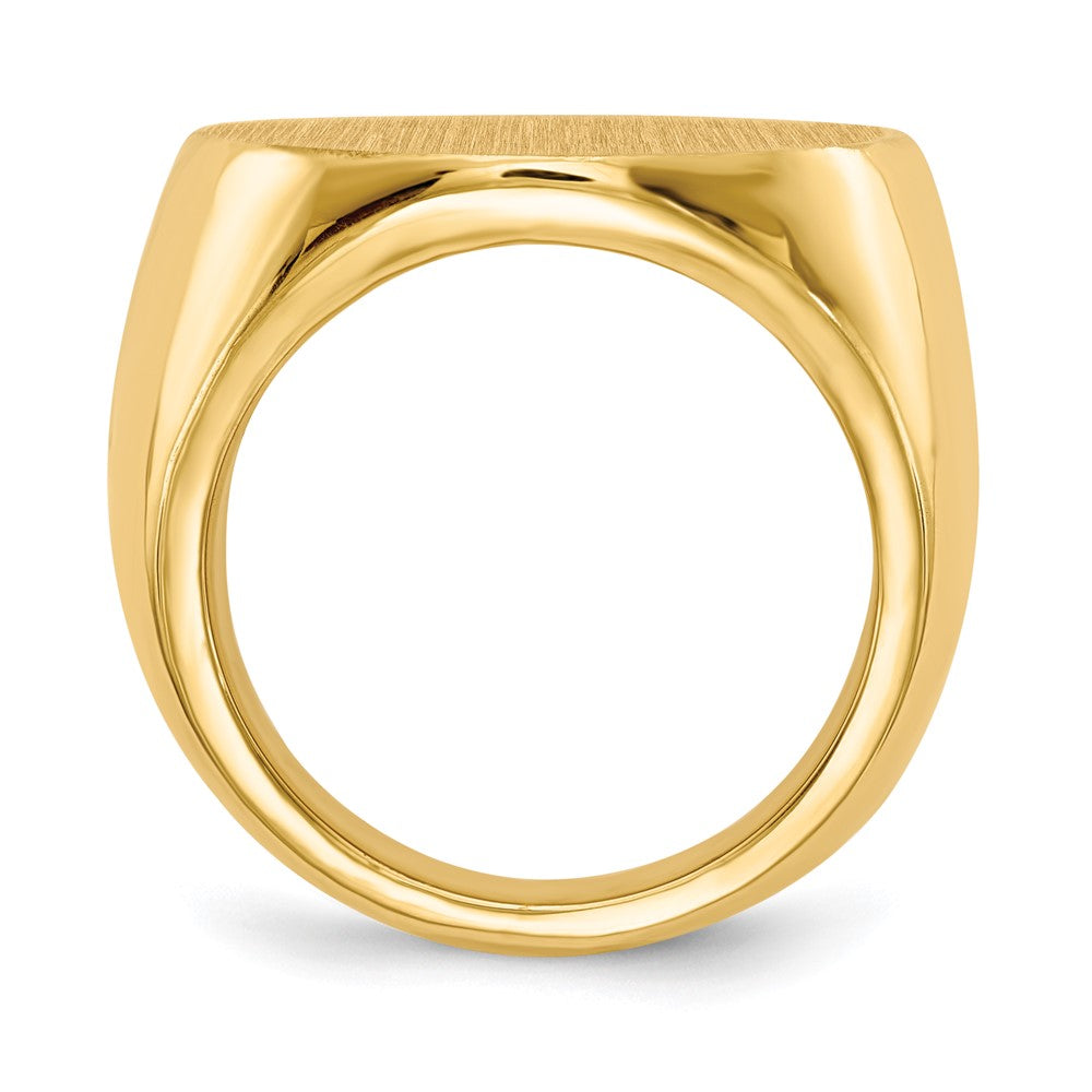 Gold Polished Circle Closed Back Signet Ring — 20.5x21 mm
