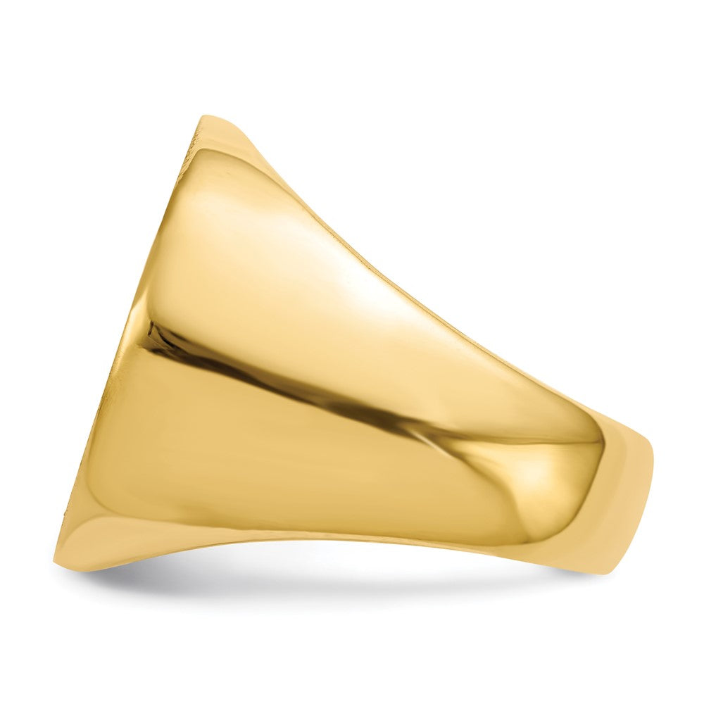 Gold Polished Circle Closed Back Signet Ring — 20.5x21 mm