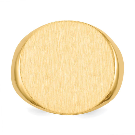 Gold Polished Circle Closed Back Signet Ring — 20.5x21 mm