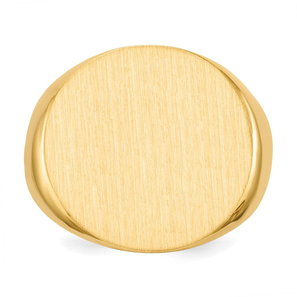 Gold Polished Circle Closed Back Signet Ring — 20.5x21 mm