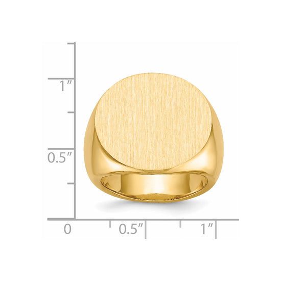 Gold Polished Circle Closed Back Signet Ring — 20.5x21 mm