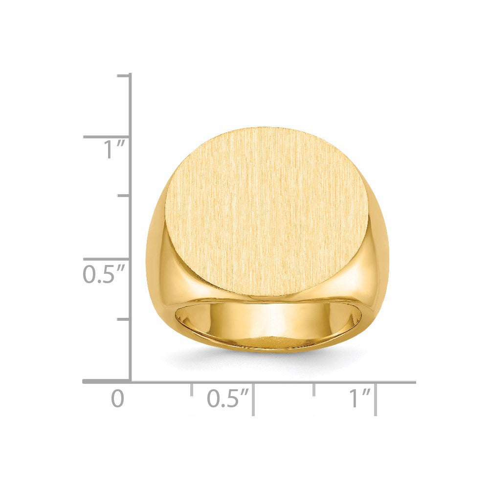 Gold Polished Circle Closed Back Signet Ring — 20.5x21 mm