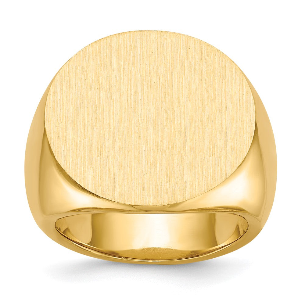 Gold Polished Circle Closed Back Signet Ring — 20.5x21 mm
