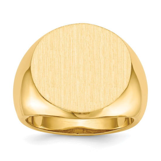 Gold Polished Circle Open Back Signet Ring — 14k Yellow Gold
