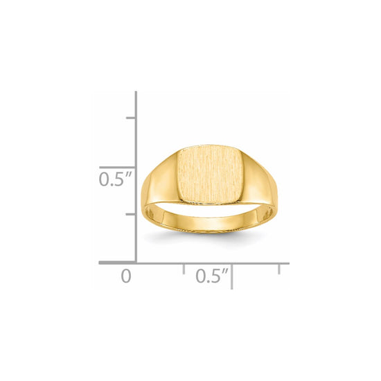 14k 9.0x8.5mm Cushion Closed Back Signet Ring