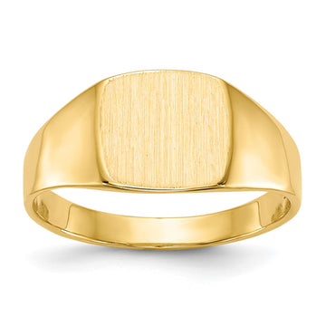 14k 9.0x8.5mm Cushion Closed Back Signet Ring