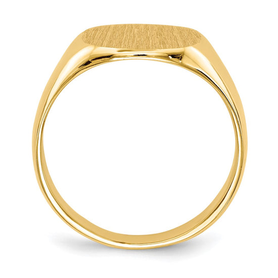 14k 13.5x12.5mm Cushion Closed Back Mens Signet Ring