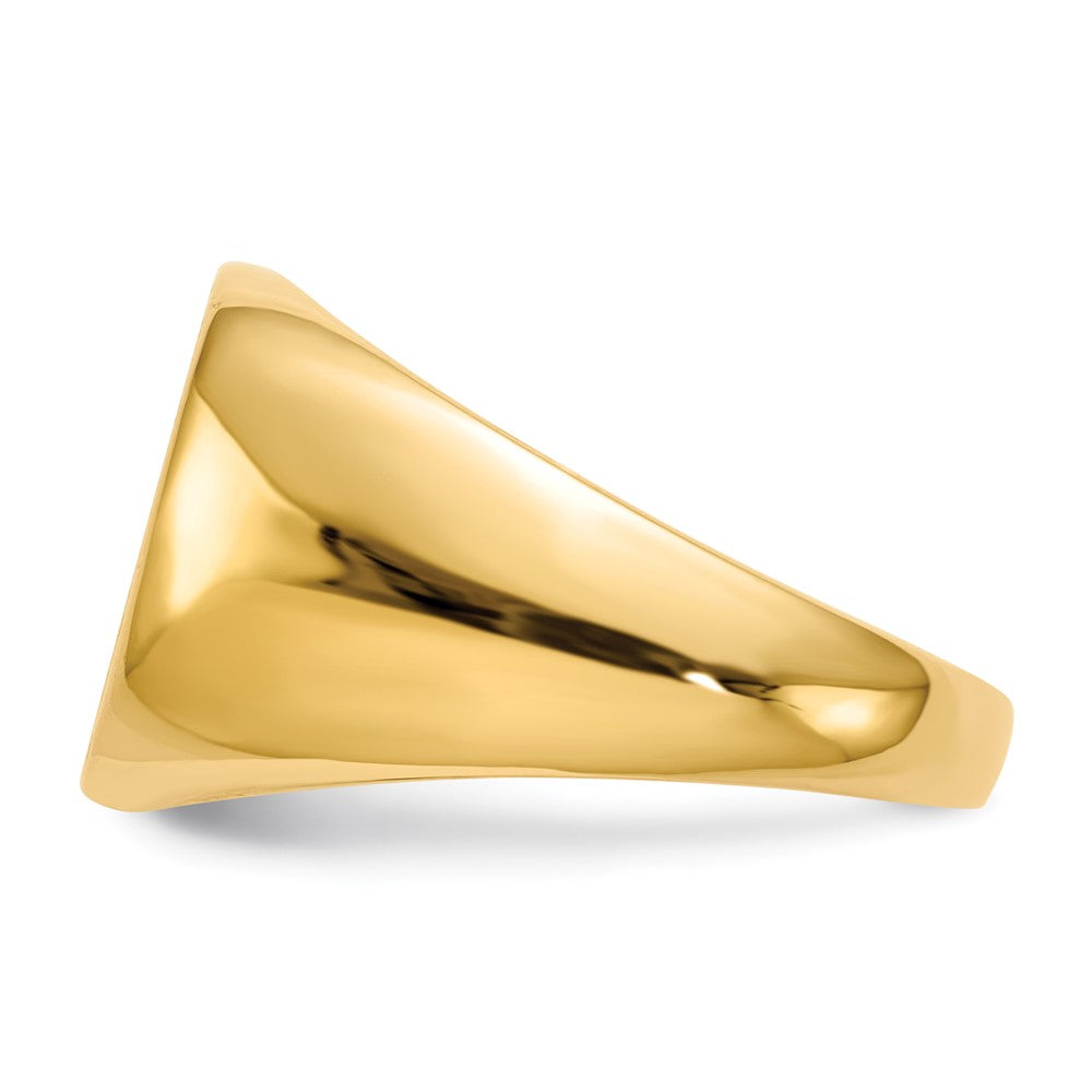 14k 15.0x13.5mm Cushion Closed Back Mens Signet Ring