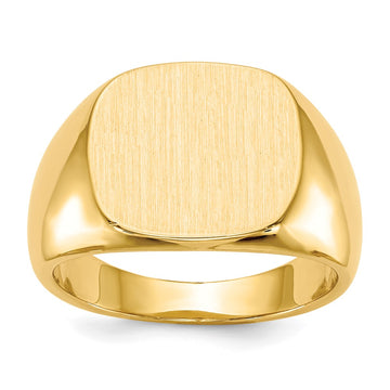 10k 13.0x15.0mm Cushion-shaped Closed Back Mens Signet Ring