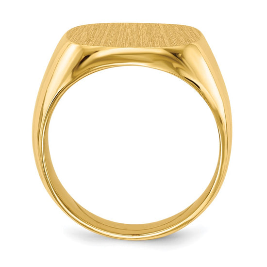 10k 16.0x17.0mm Cushion-shaped Closed Back Mens Signet Ring
