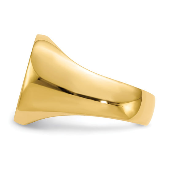 10k 16.0x17.0mm Cushion-shaped Closed Back Mens Signet Ring