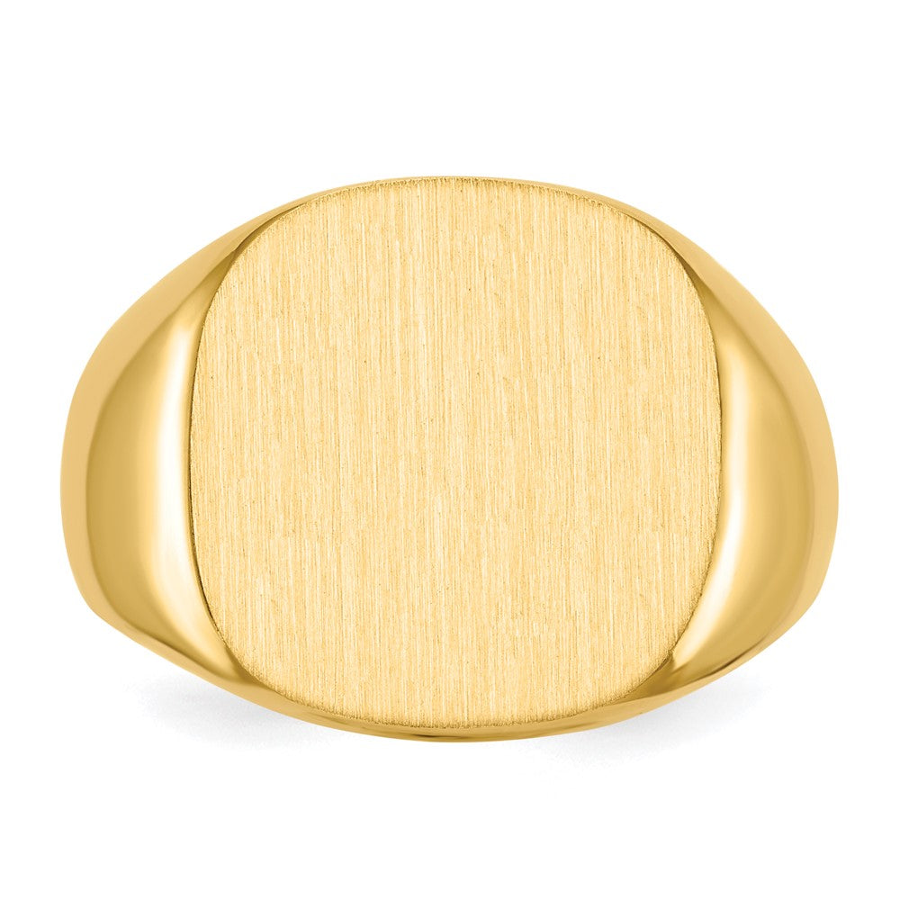 10k 16.0x17.0mm Cushion-shaped Closed Back Mens Signet Ring