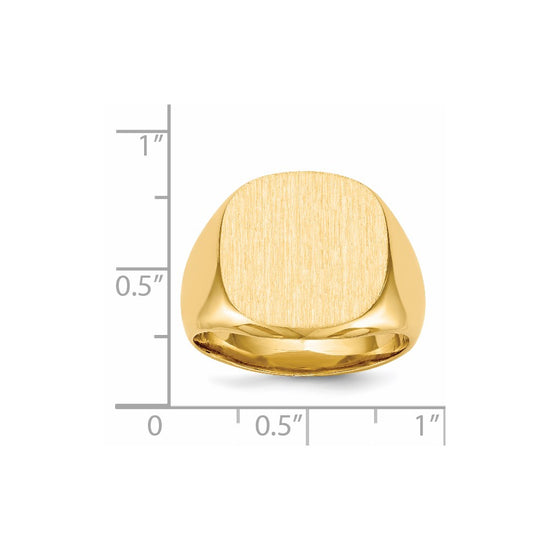 14k 17.0x16.0mm Cushion Closed Back Mens Signet Ring