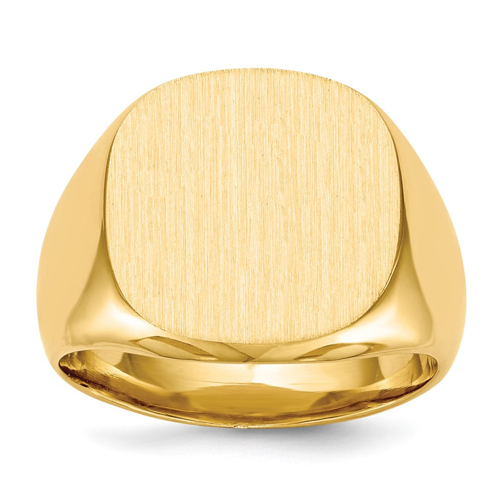 Gold Polished Rounded Square Closed Back Signet Ring