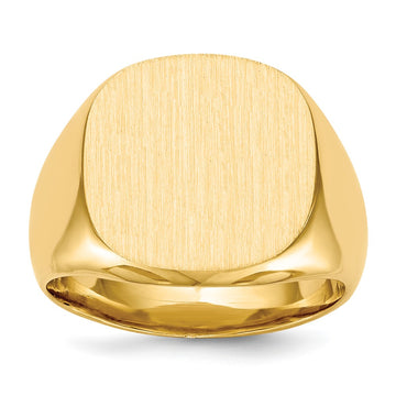 10k 16.0x17.0mm Cushion-shaped Closed Back Mens Signet Ring