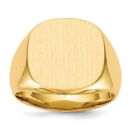 10k 16.0x17.0mm Cushion-shaped Closed Back Mens Signet Ring