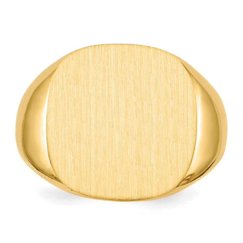14k 17.0x17.0mm Cushion Closed Back Mens Signet Ring