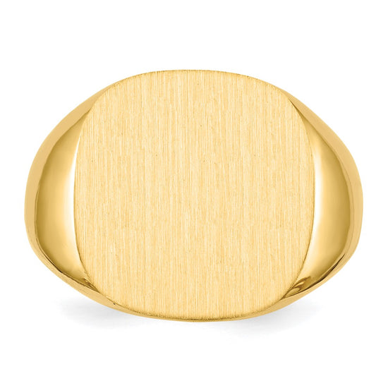 10k 17x17mm Cushion-shaped Closed Back Mens Signet Ring