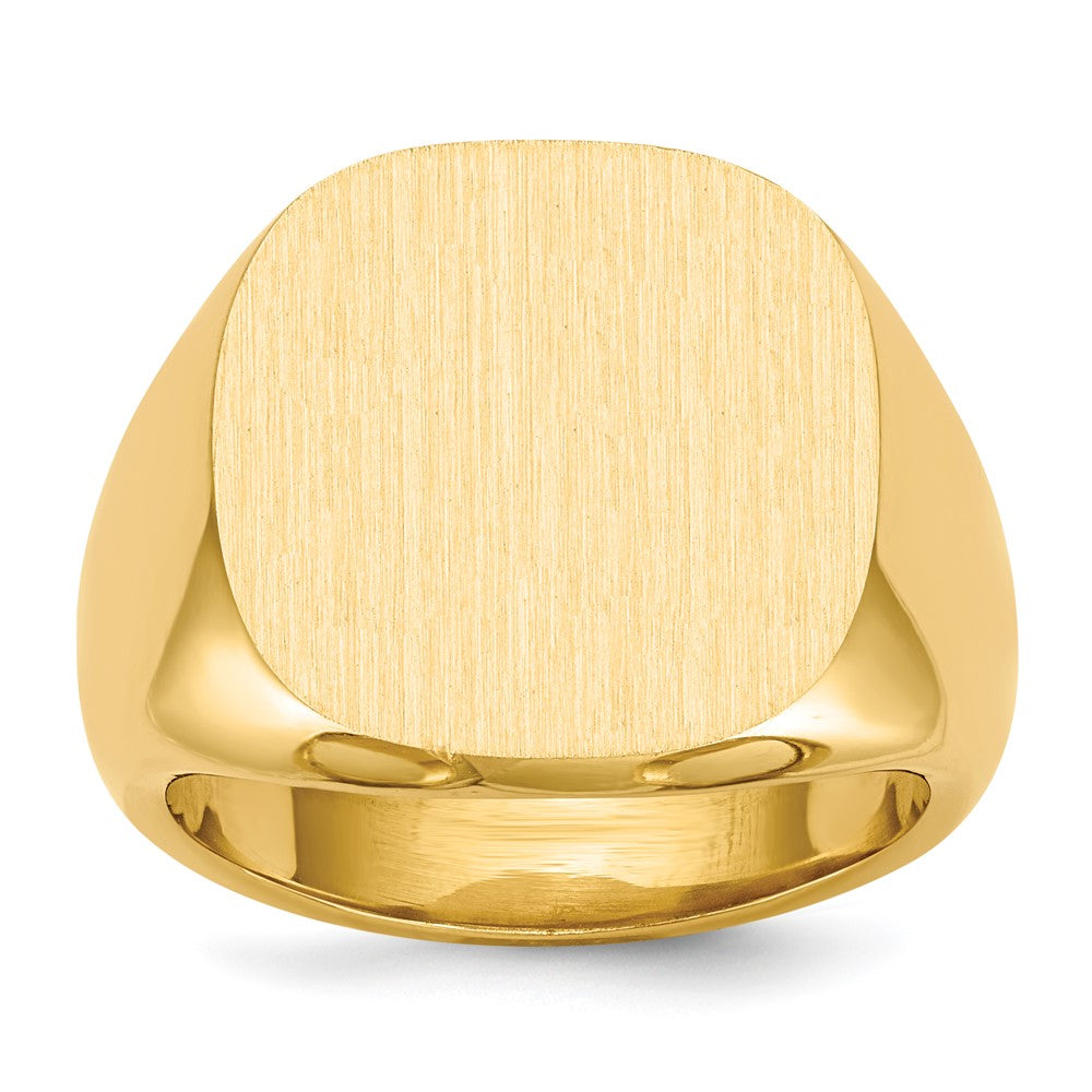 Gold Polished Rounded Square Closed Back Signet Ring