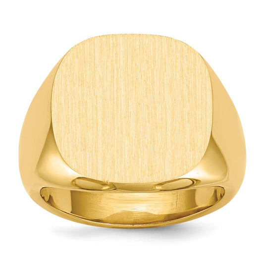 10k 17x17mm Cushion-shaped Closed Back Mens Signet Ring