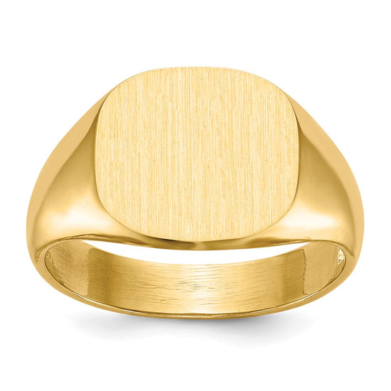 Gold Polished Rounded Square Closed Back Signet Ring