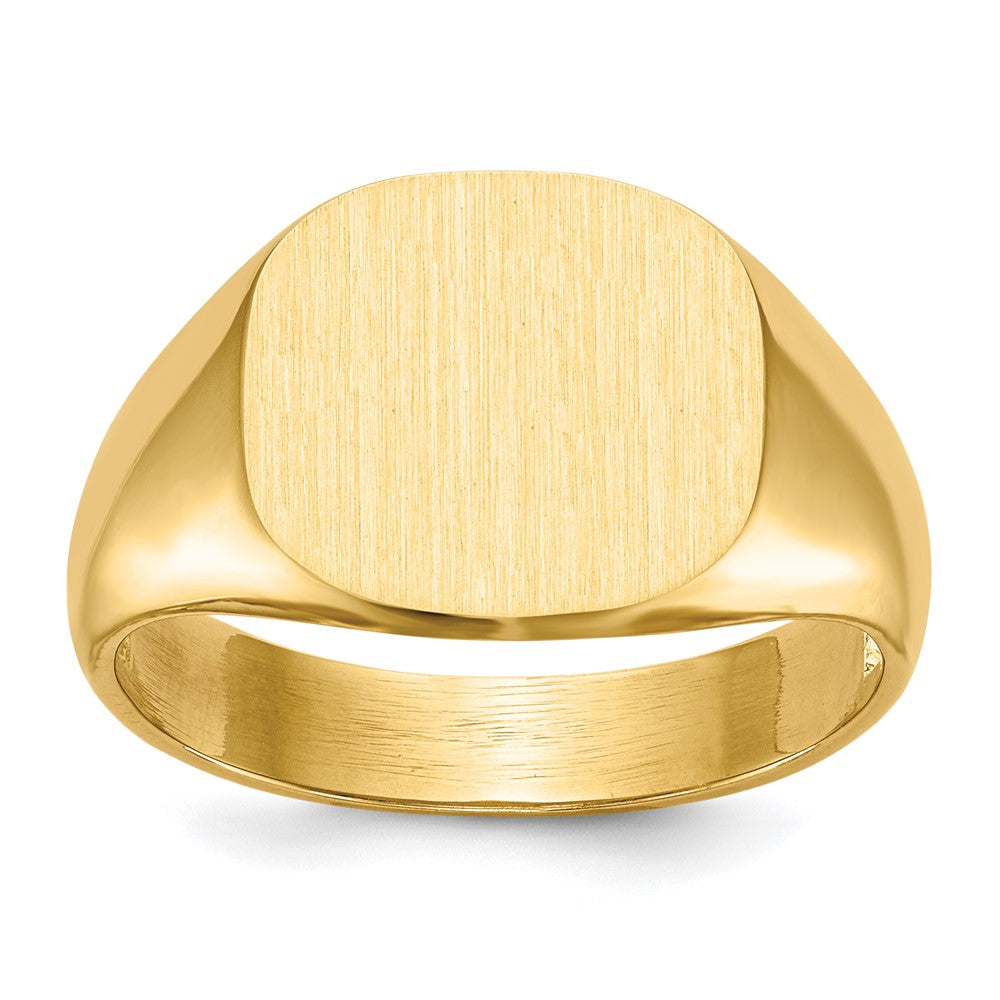 Gold Polished Rounded Square Closed Back Signet Ring