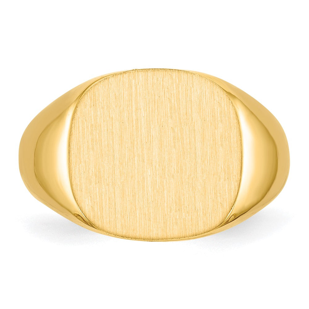 Gold Polished Rounded Square Closed Back Signet Ring